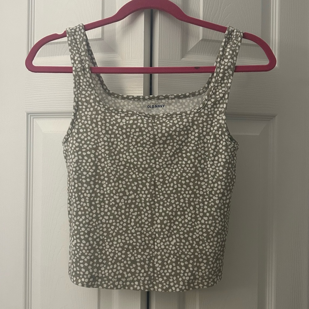 Old Navy Olive Polka Dot Tank Top